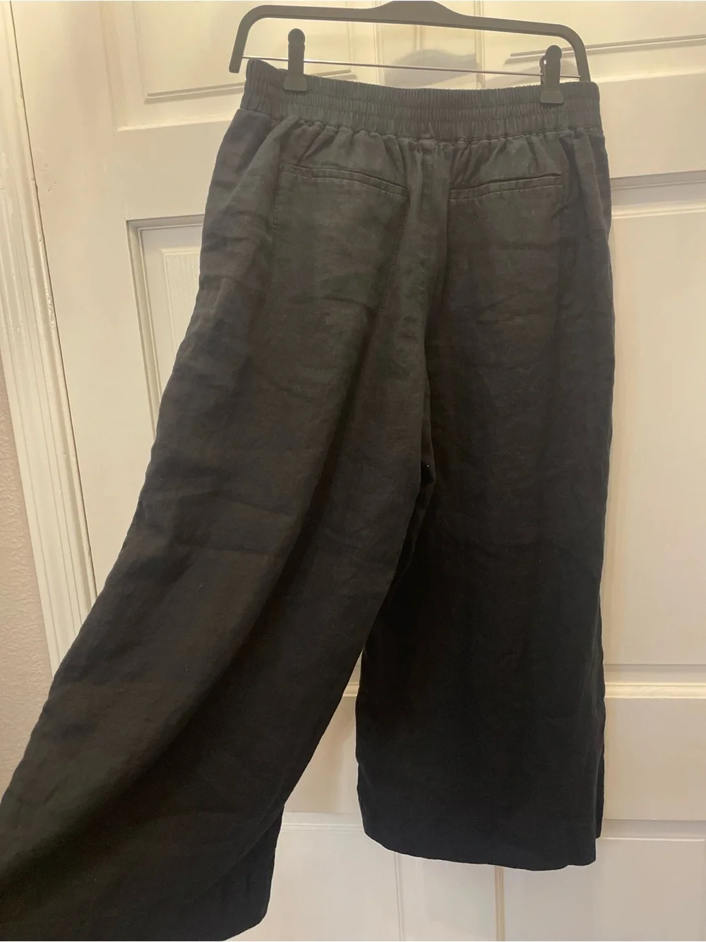 Athleta PLAYA luxurious 100% Linen Black Wide Leg Crop Pants Sz 8 NWOT - Picture 10 of 14